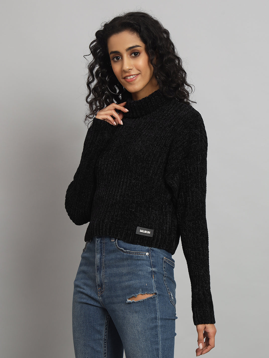 BROOWL Women's High Neck Sweater
