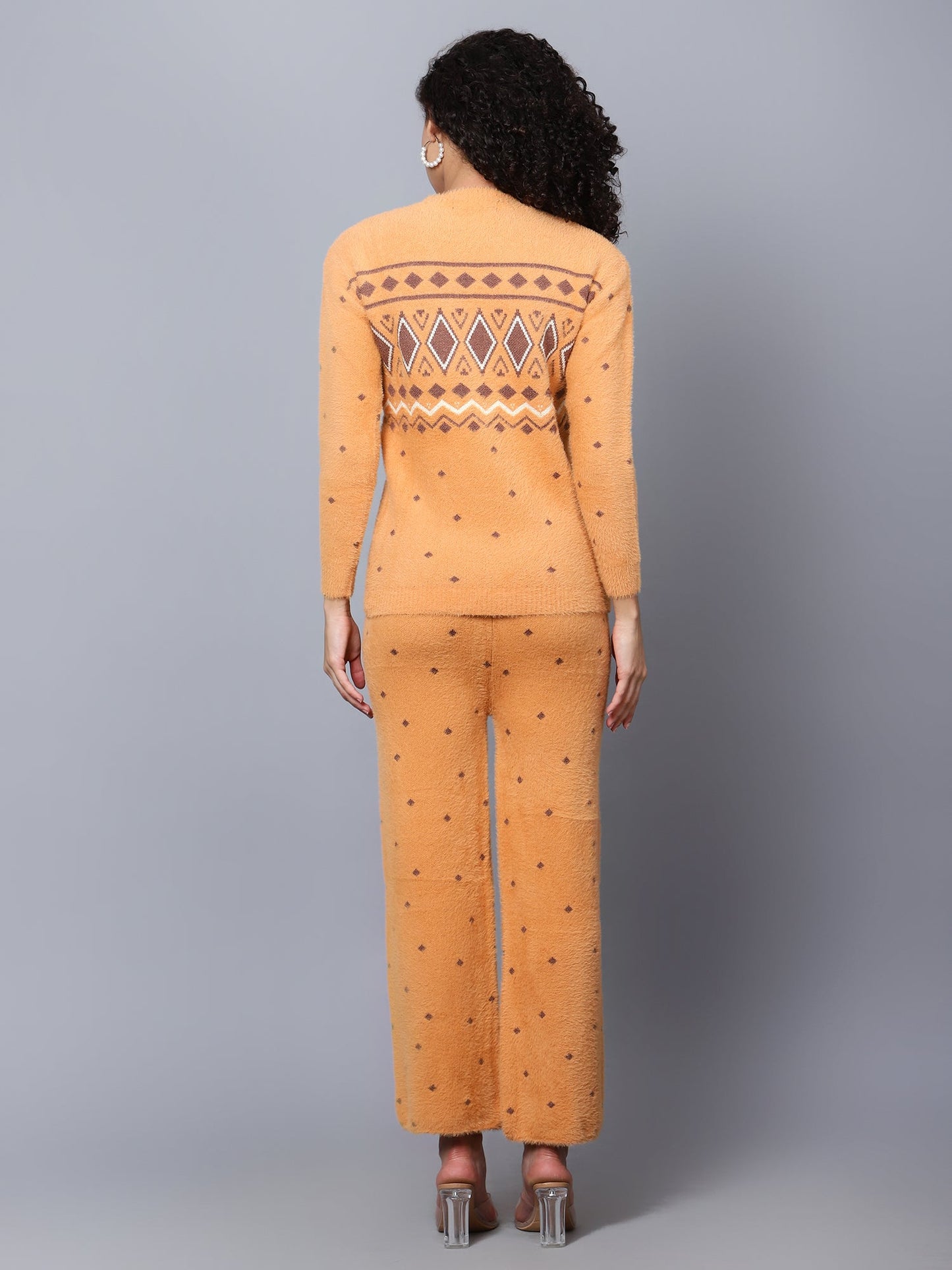 Gold Womens Woollen Coord Set