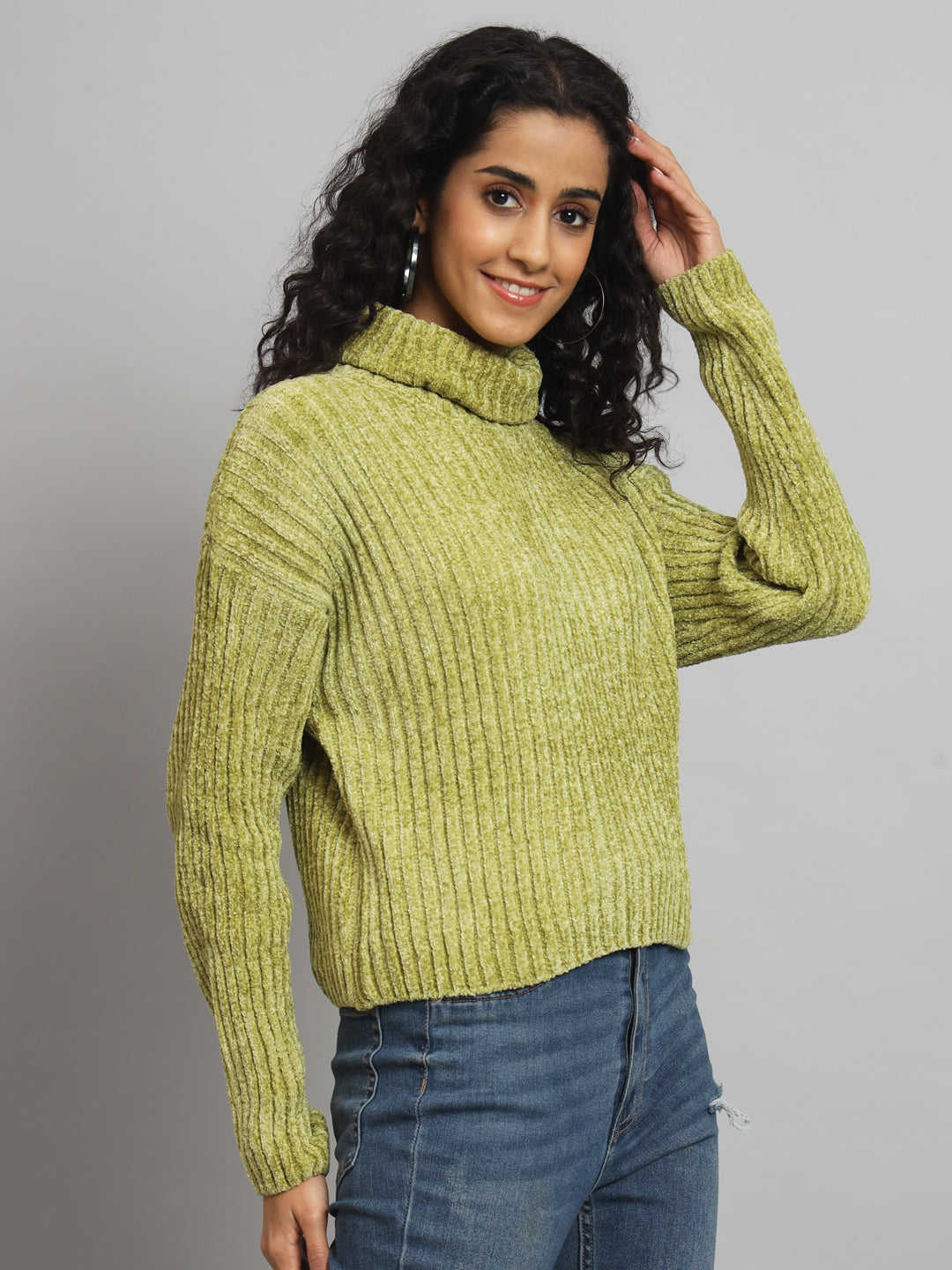 BROOWL Women's High Neck Sweater