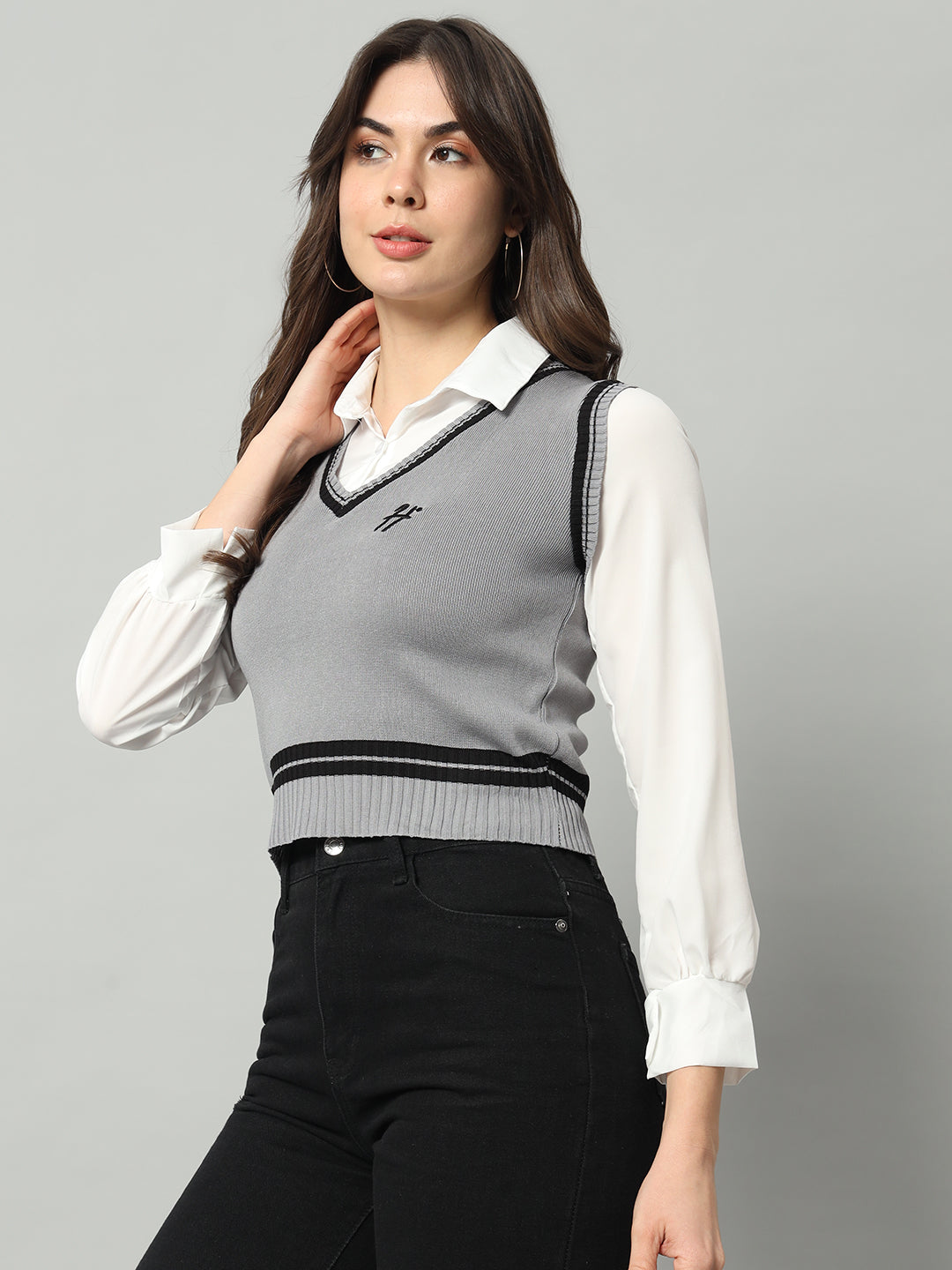 BROOWL Women's V-Neck Woollen Sweater Vest