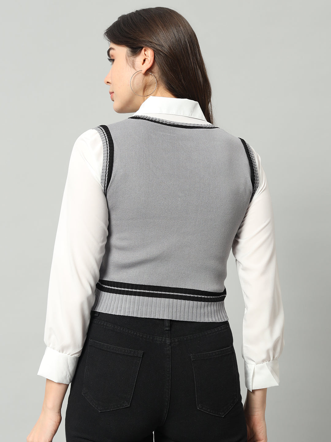 BROOWL Women's V-Neck Woollen Sweater Vest