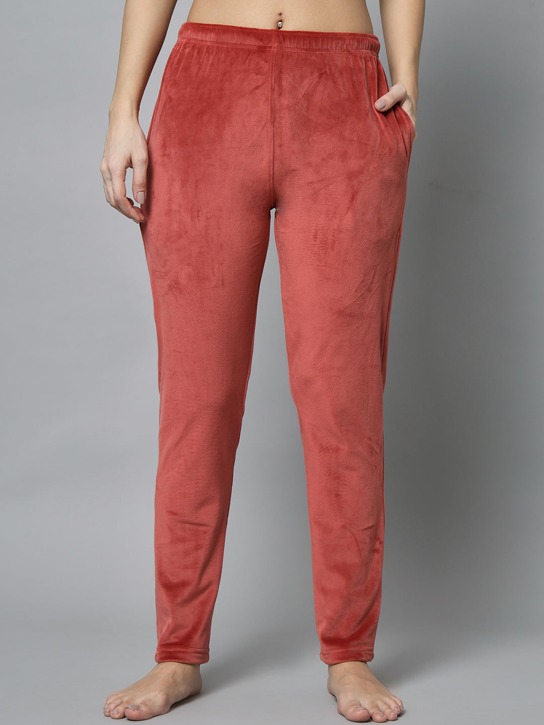 Women Brown Solid Velvet Co-Ords Set