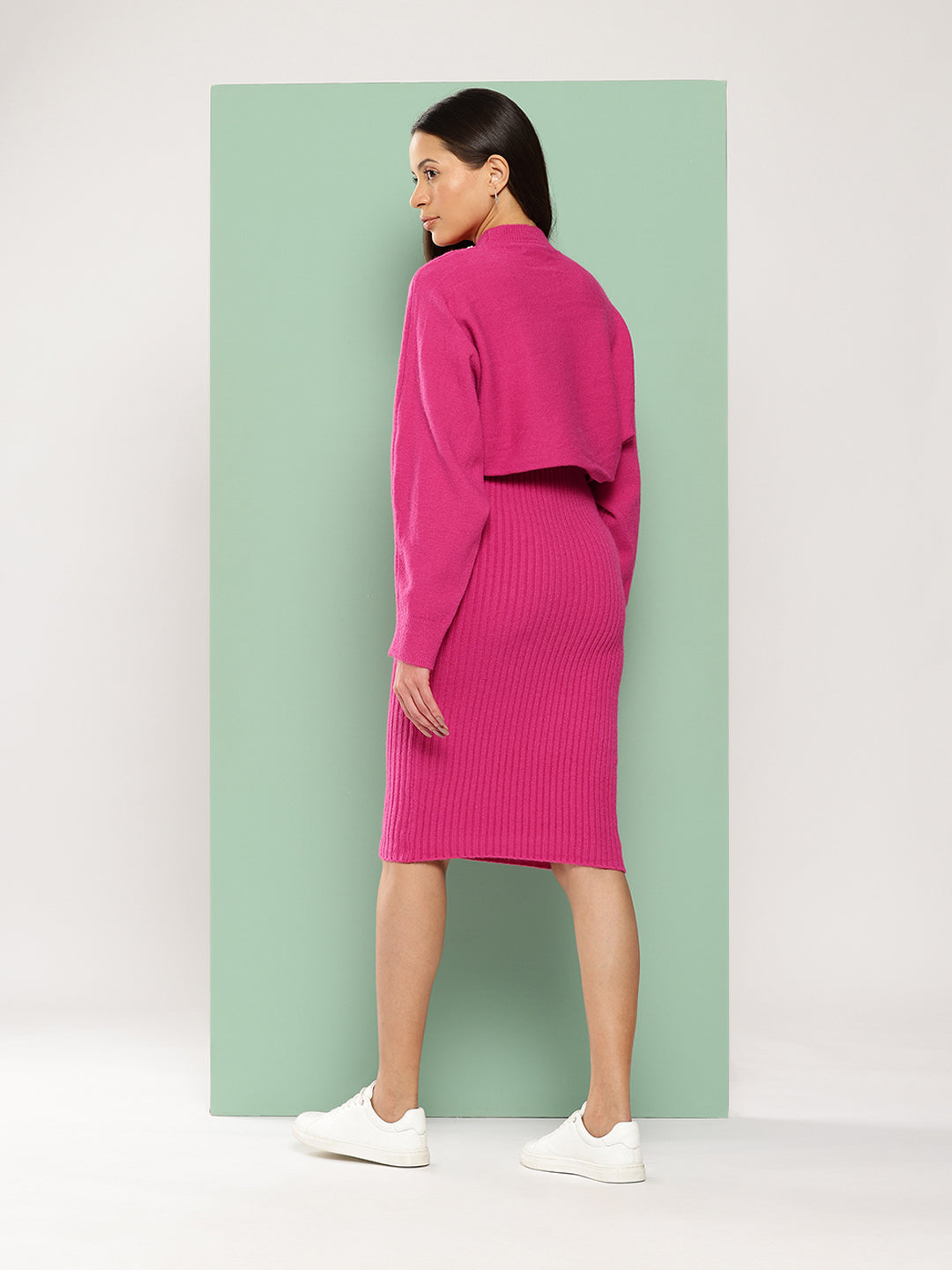 BROOWL Women Woollen Bodycon Dress With Top