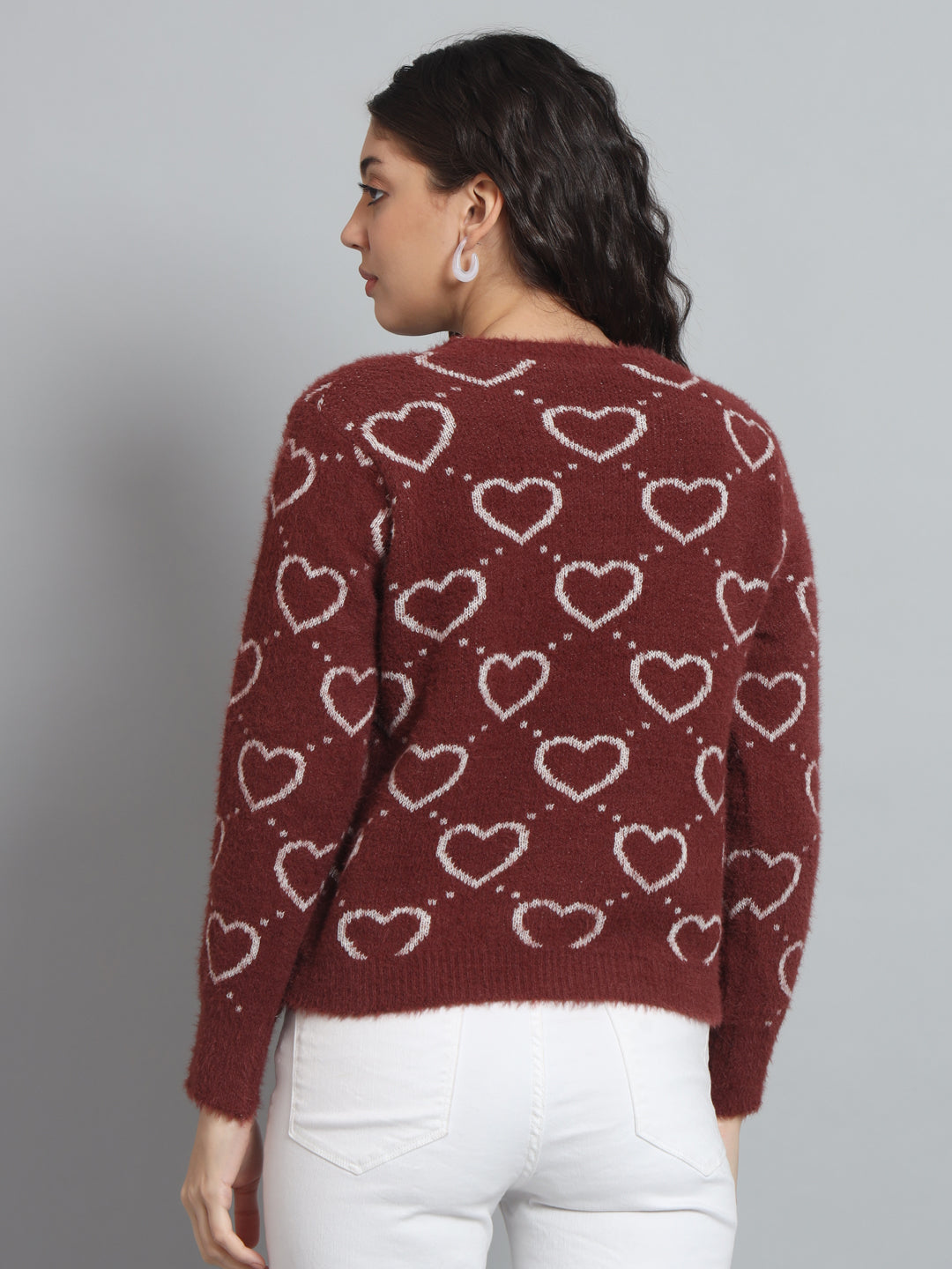 BROOWL Women's heart Sweater