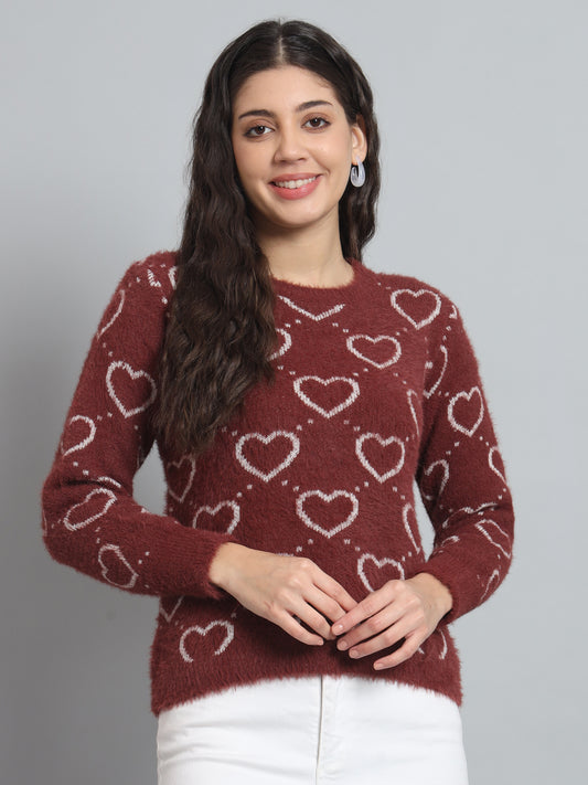 BROOWL Women's heart Sweater