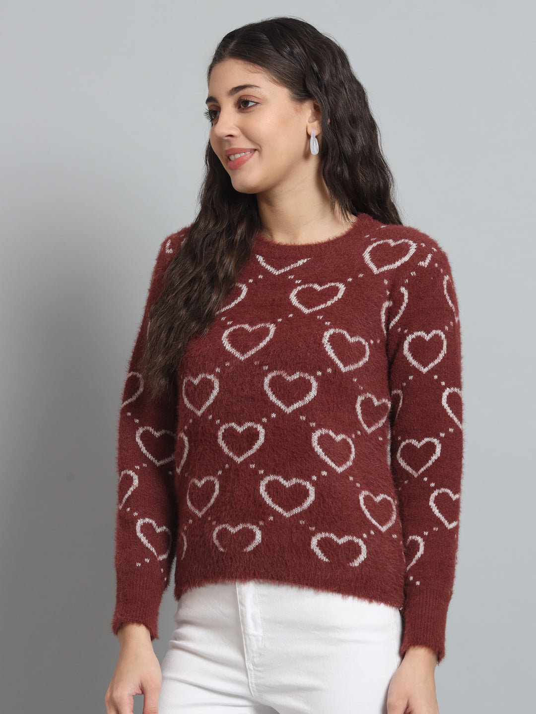 BROOWL Women's heart Sweater