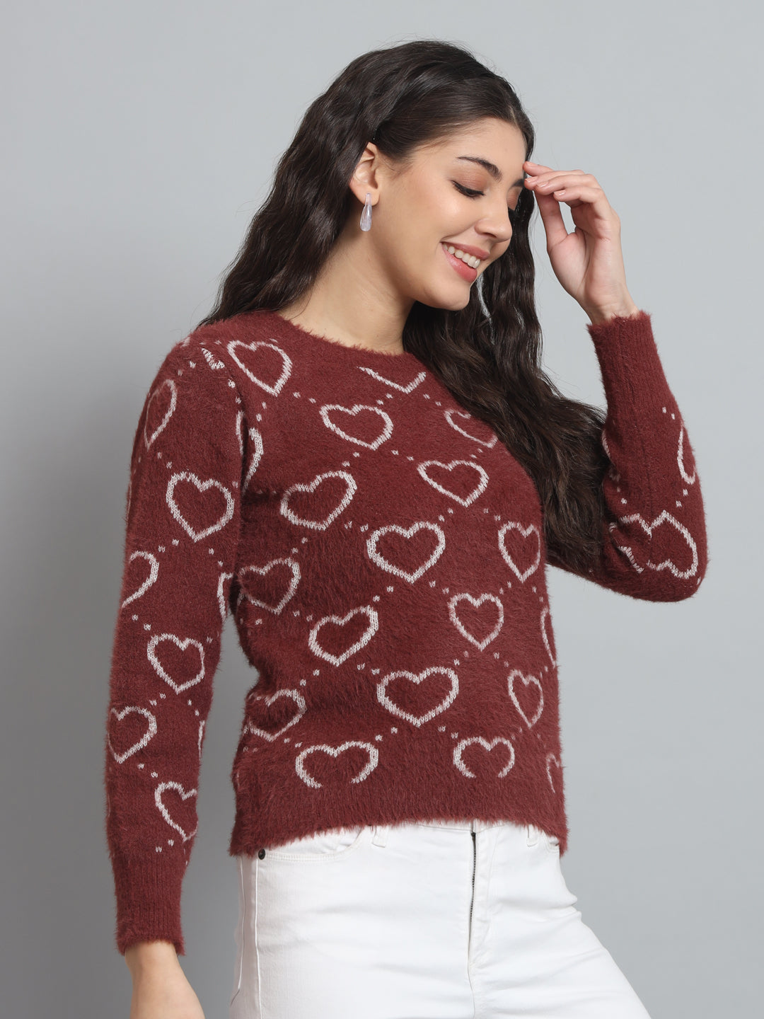 BROOWL Women's heart Sweater