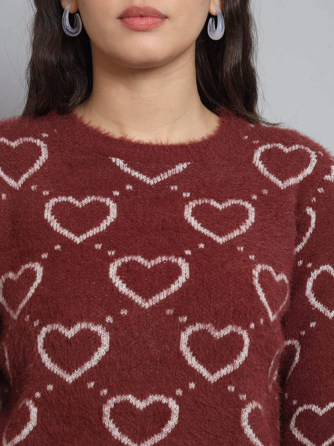 BROOWL Women's heart Sweater