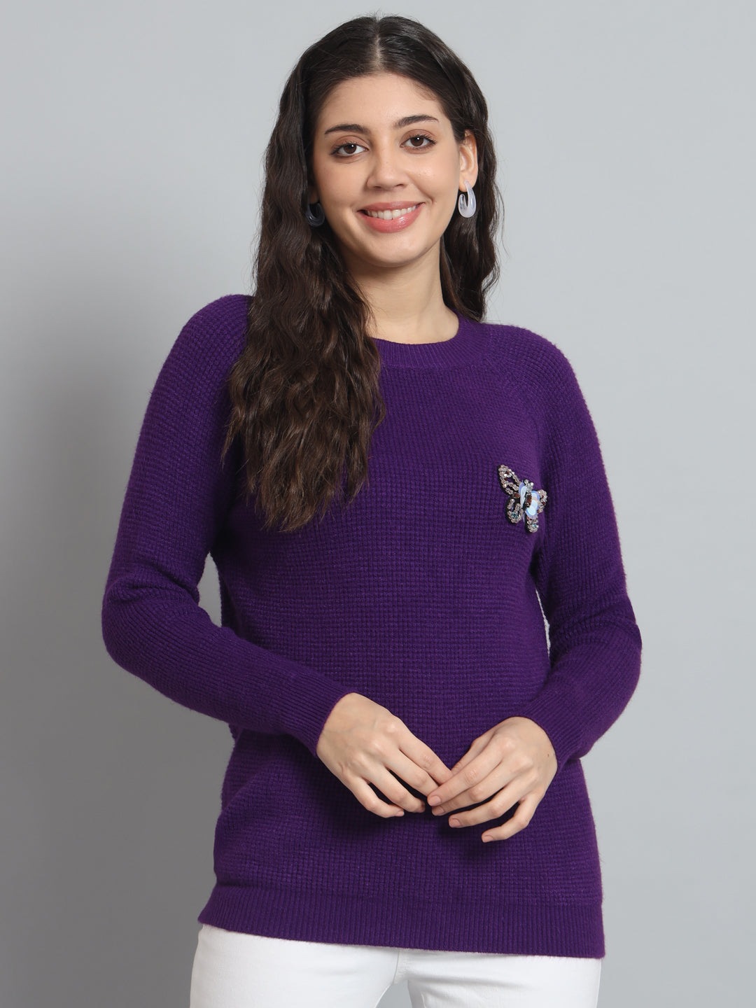 BROOWL Womens Solid Sweater