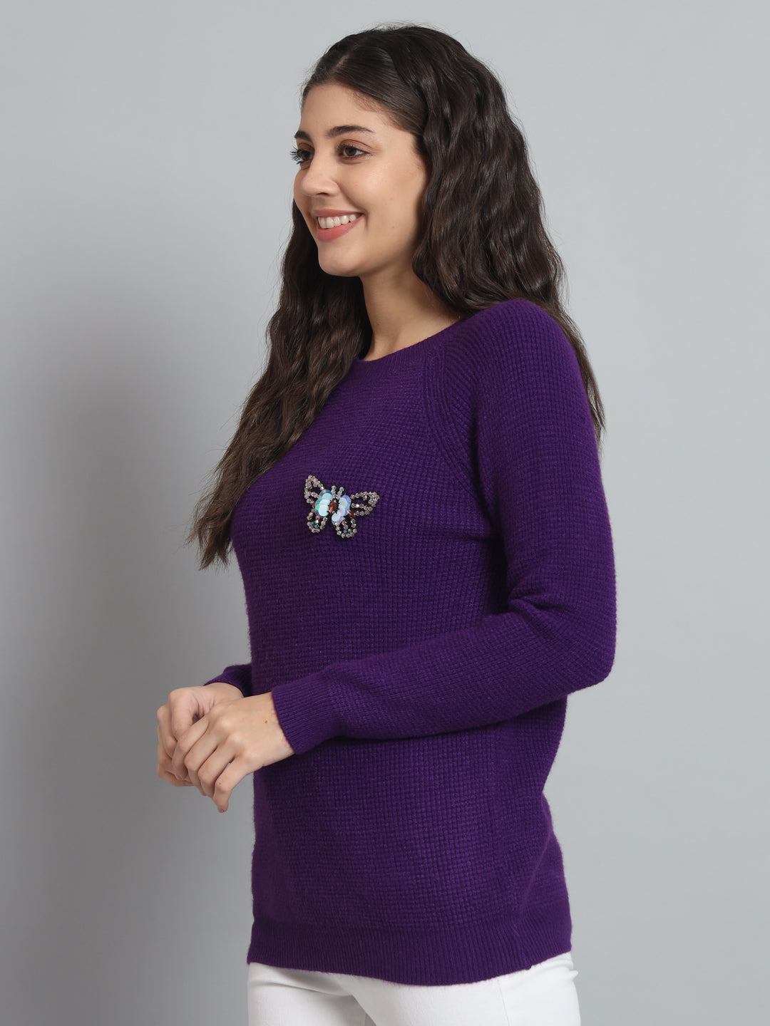 BROOWL Womens Solid Sweater