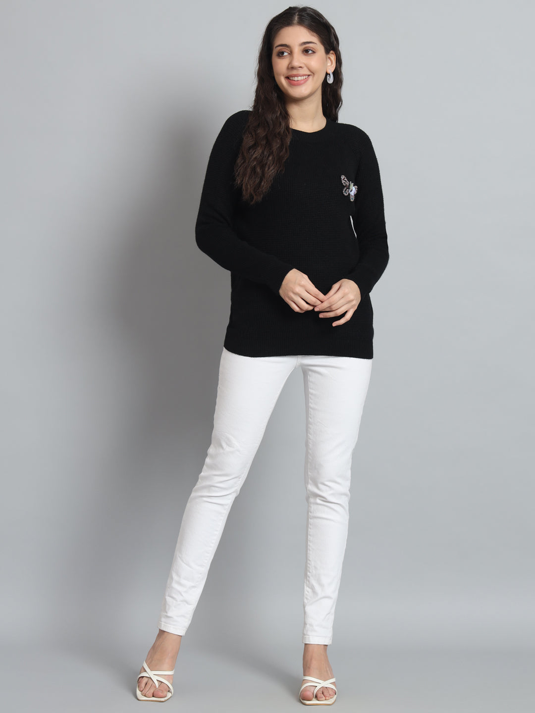 BROOWL Womens Solid Sweater