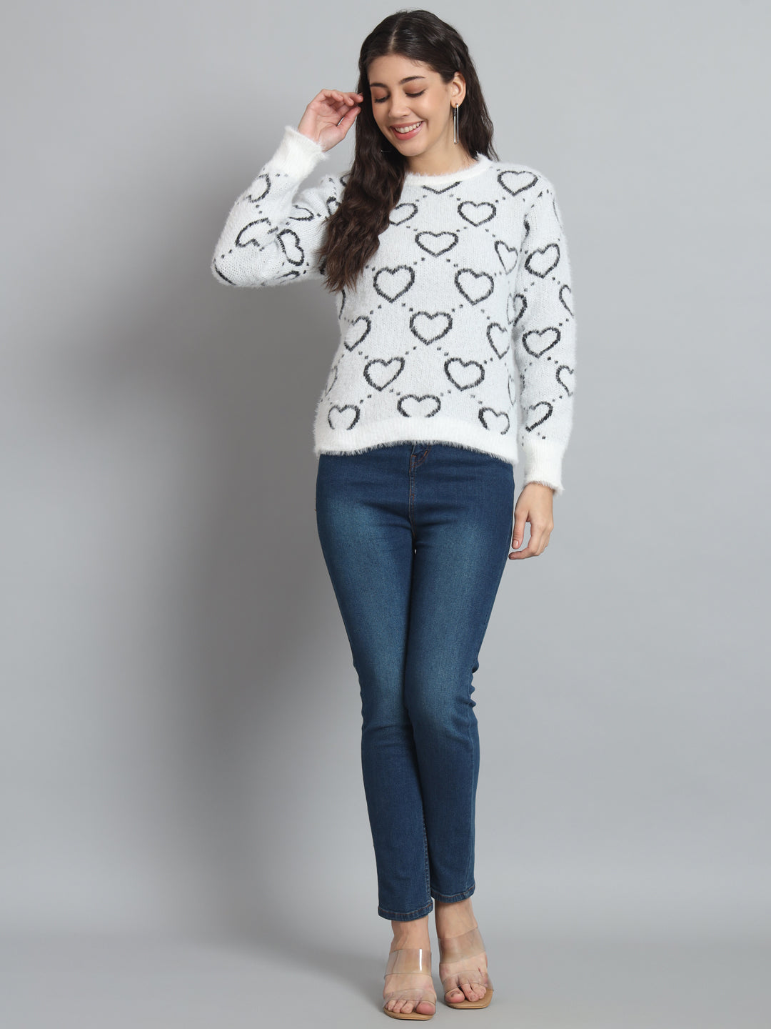 BROOWL Women's heart Sweater