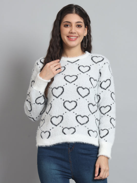 BROOWL Women's heart Sweater