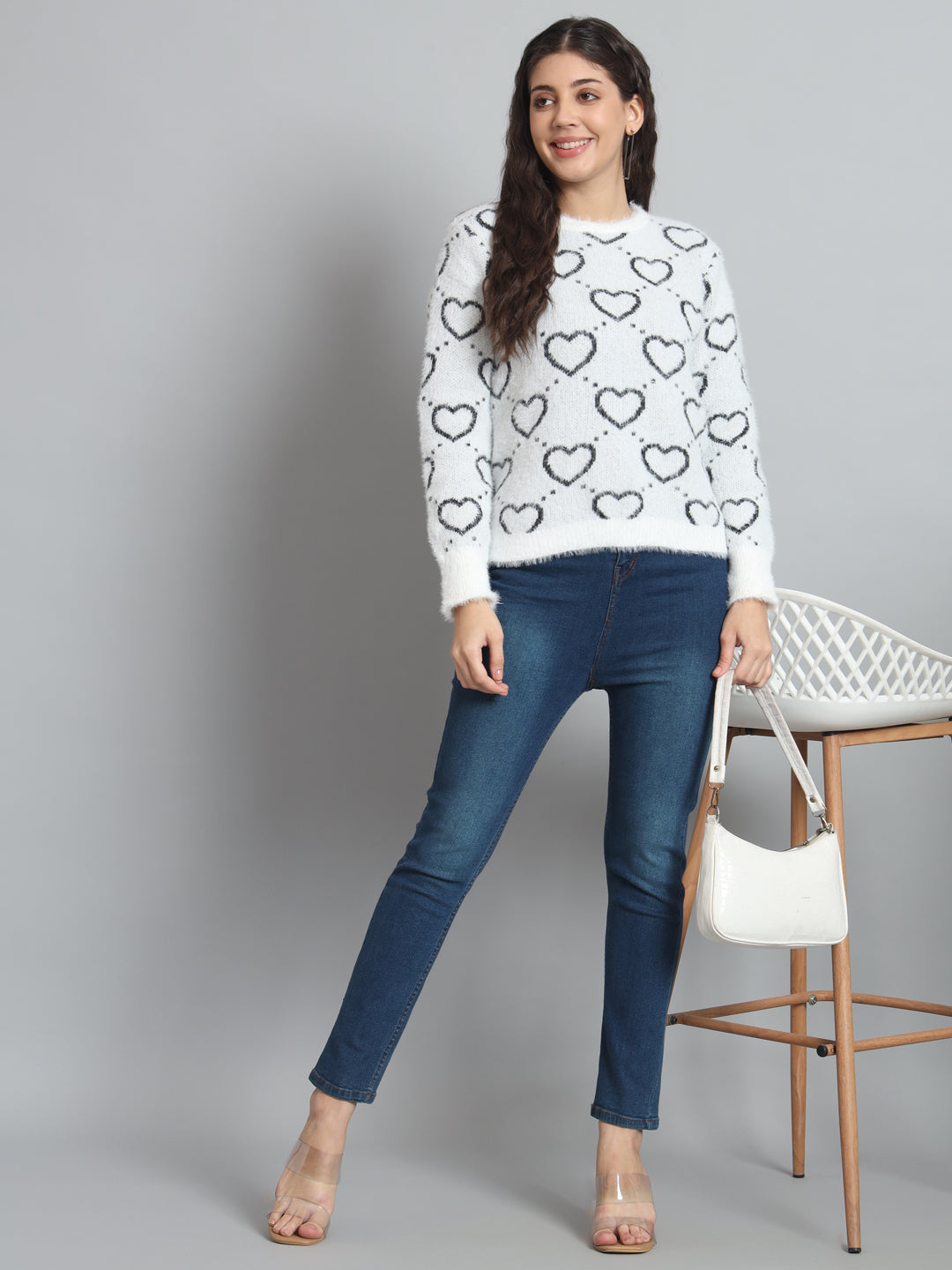 BROOWL Women's heart Sweater