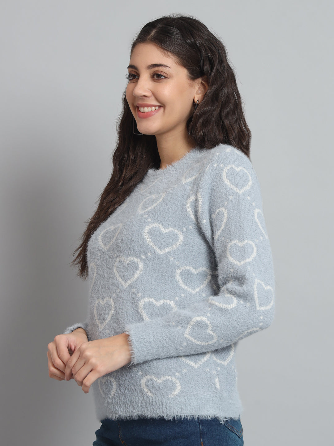 BROOWL Women's heart Sweater