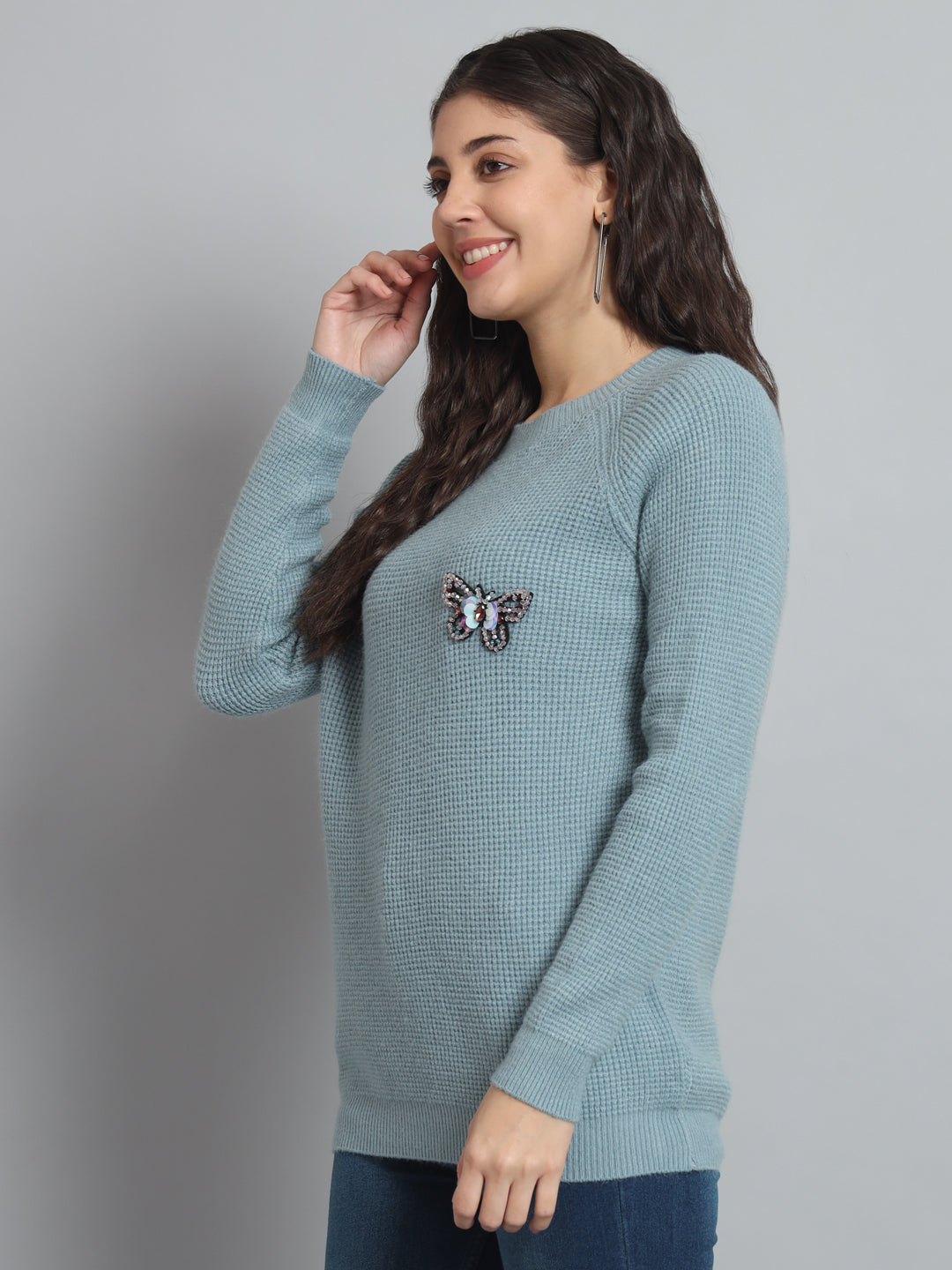 BROOWL Womens Solid Sweater