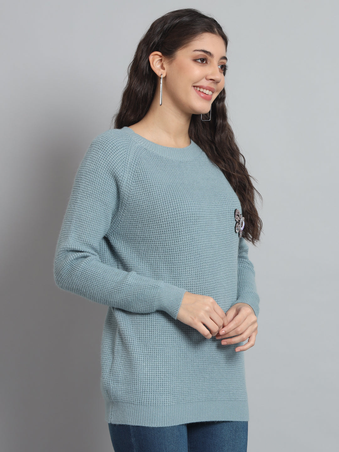 BROOWL Womens Solid Sweater