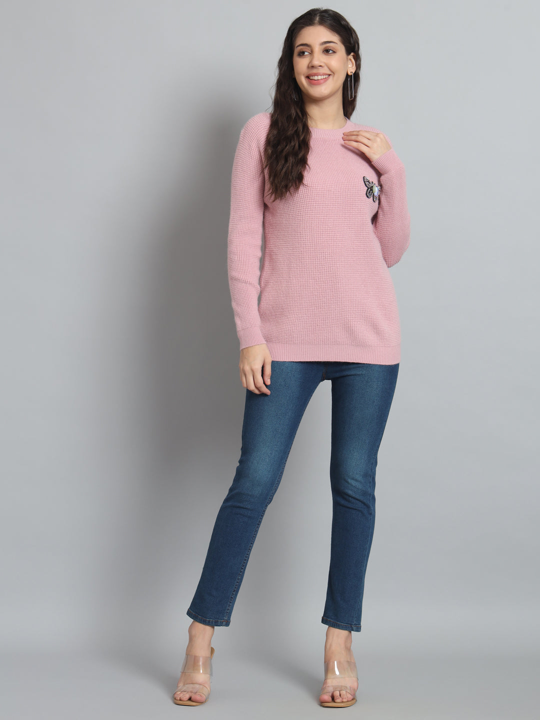 BROOWL Womens Solid Sweater