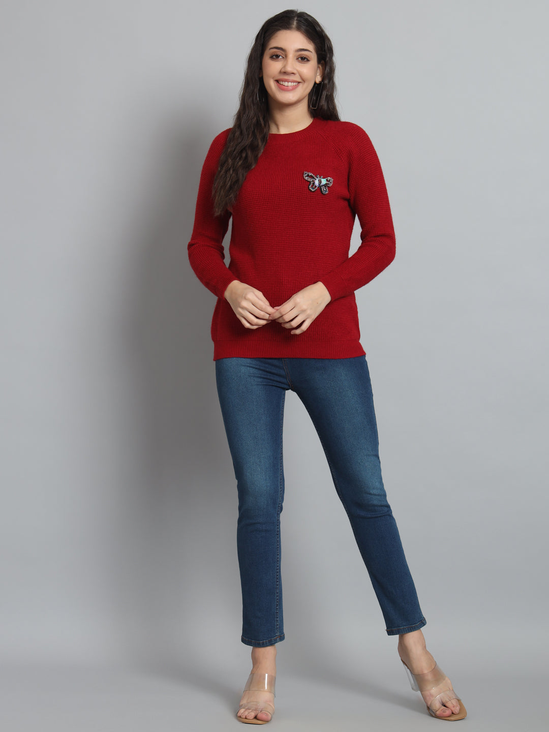 BROOWL Womens Solid Sweater