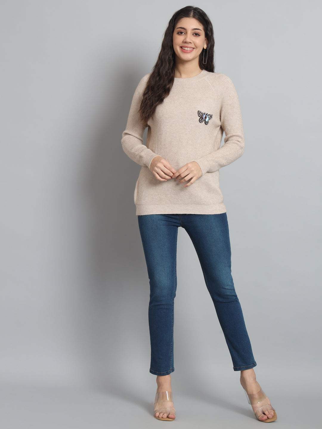 BROOWL Womens Solid Sweater