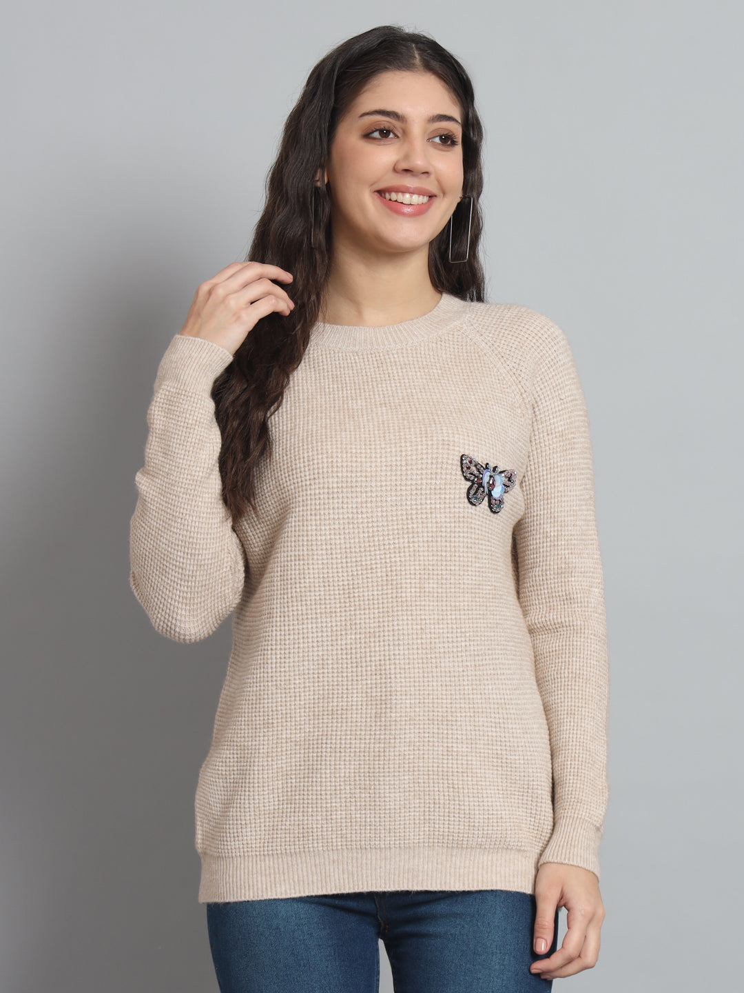 BROOWL Womens Solid Sweater