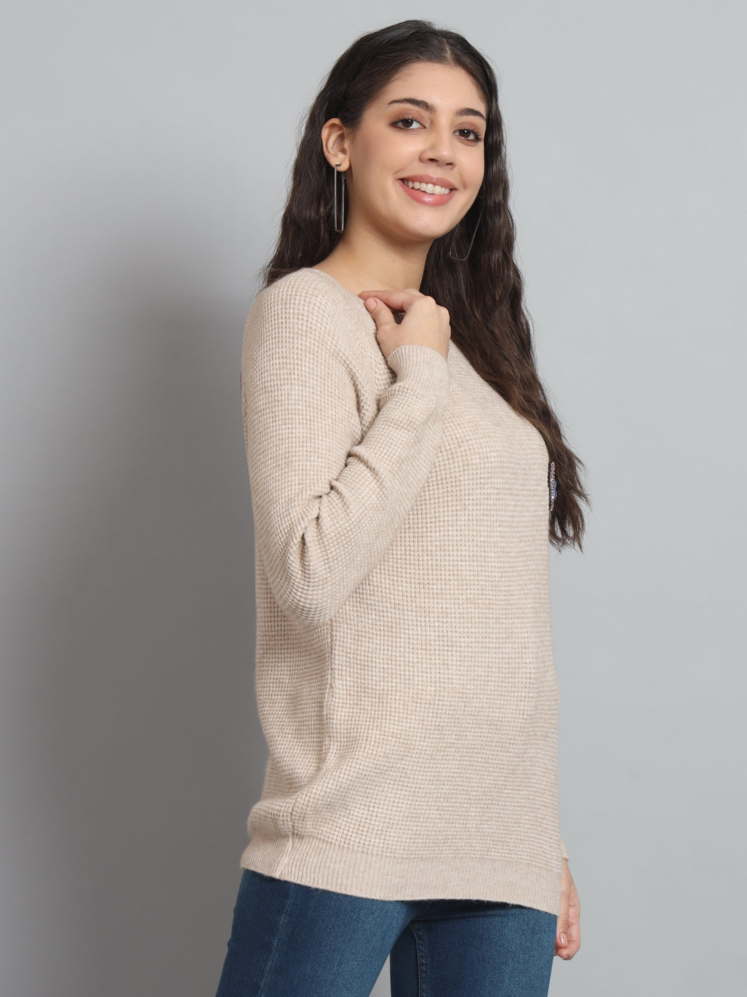 BROOWL Womens Solid Sweater