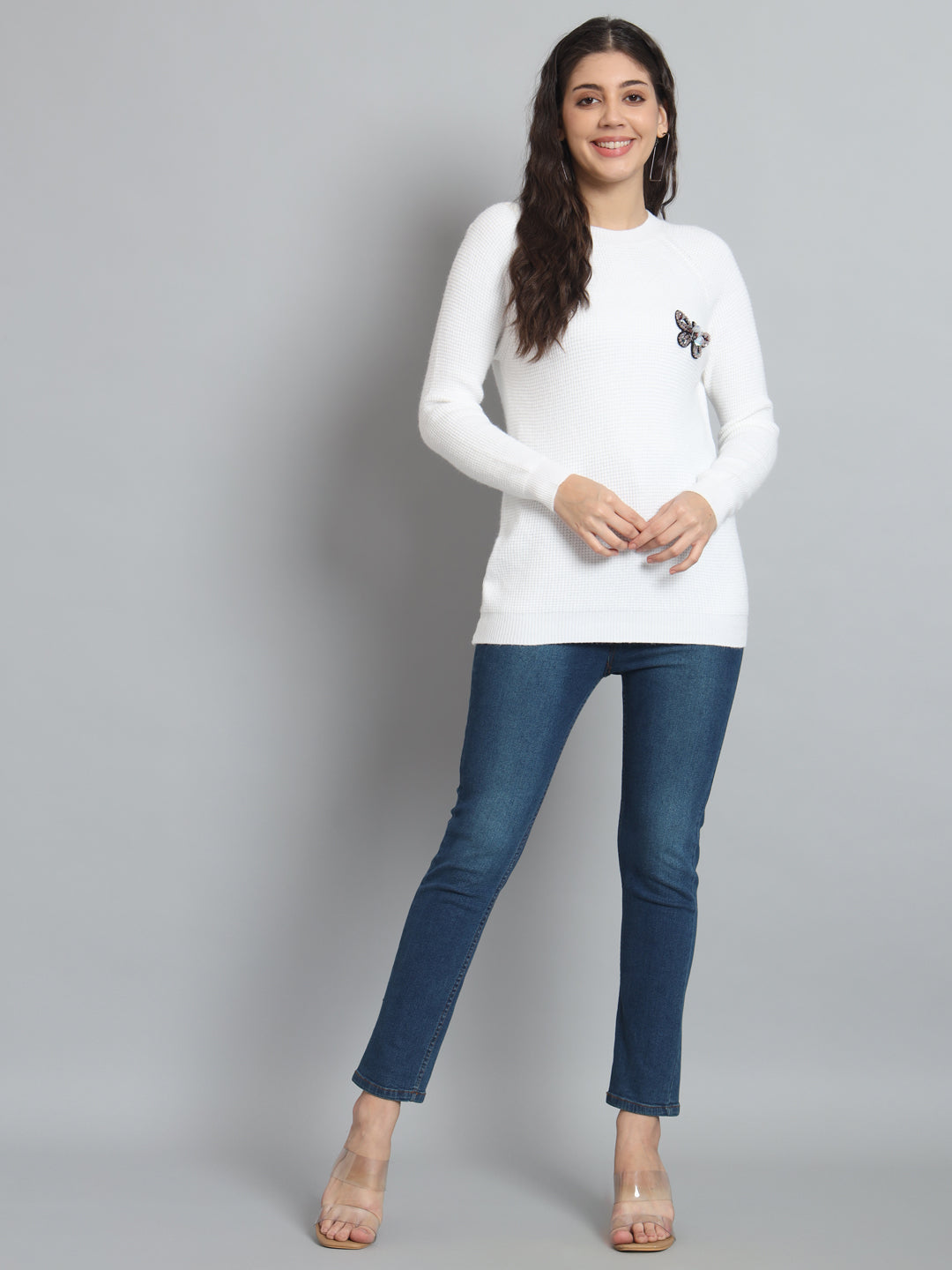 BROOWL Womens Solid Sweater