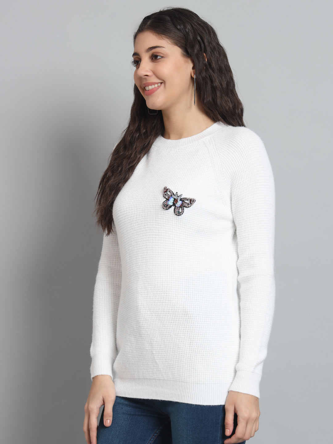 BROOWL Womens Solid Sweater