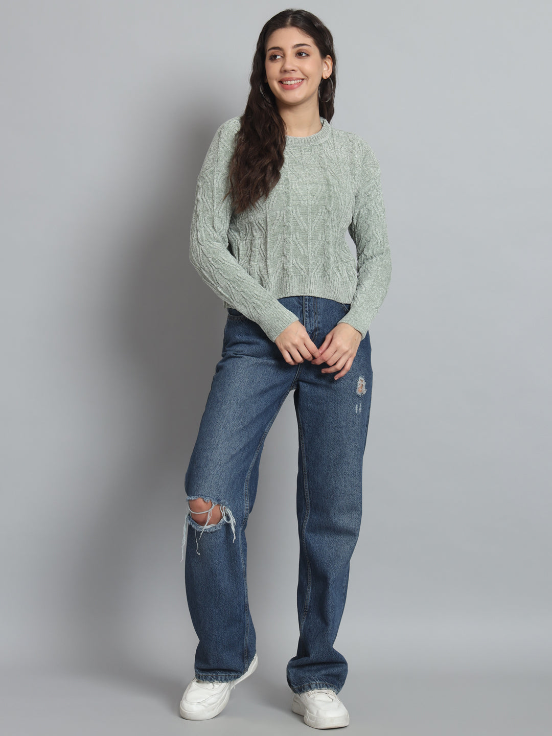 BROOWL Women's Round neck sweater