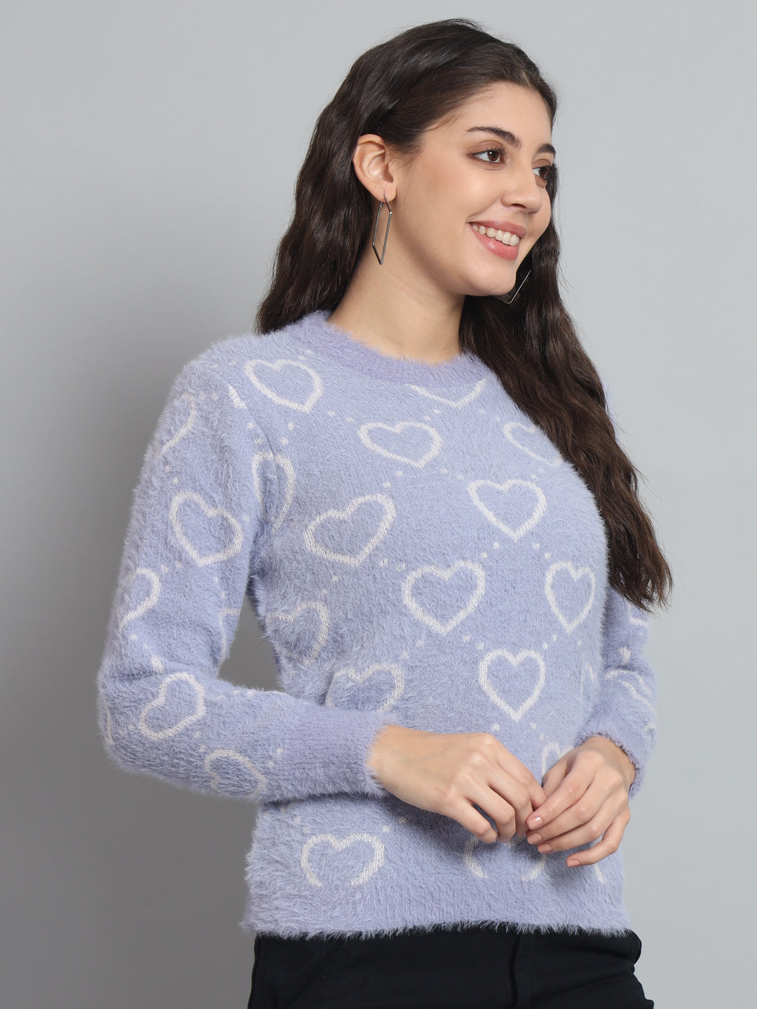 BROOWL Women's heart Sweater