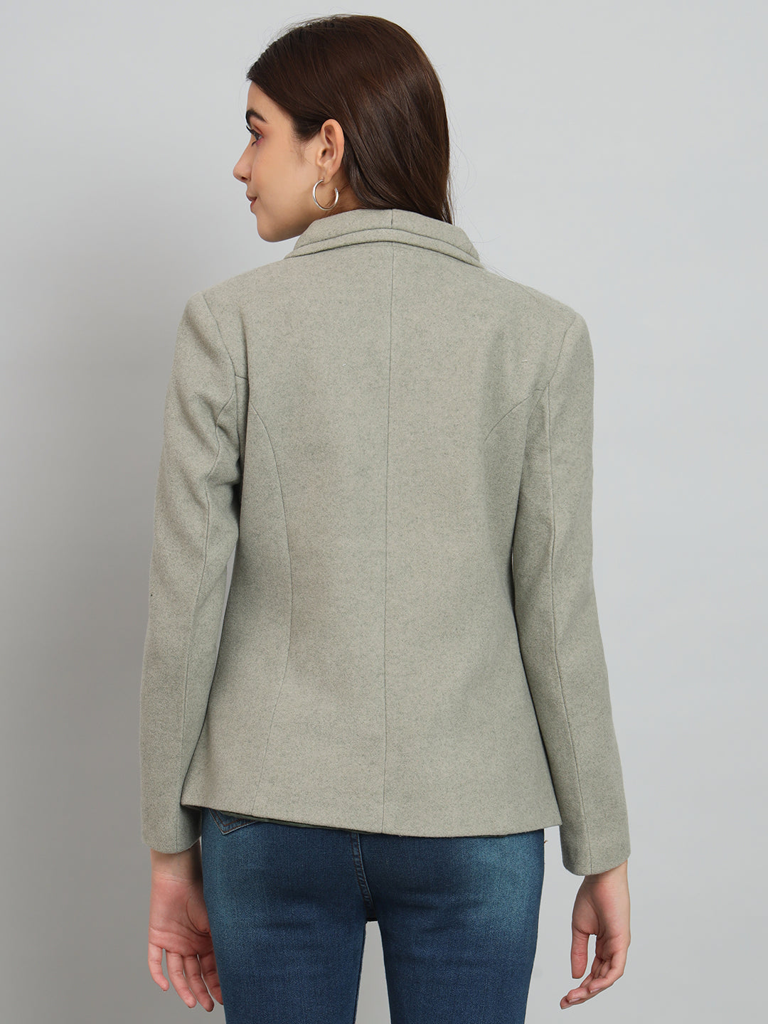 Green Short Woollen Blazer