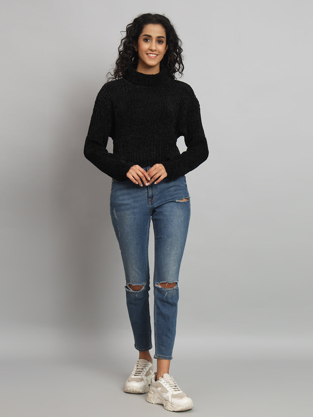 BROOWL Women's High Neck Sweater