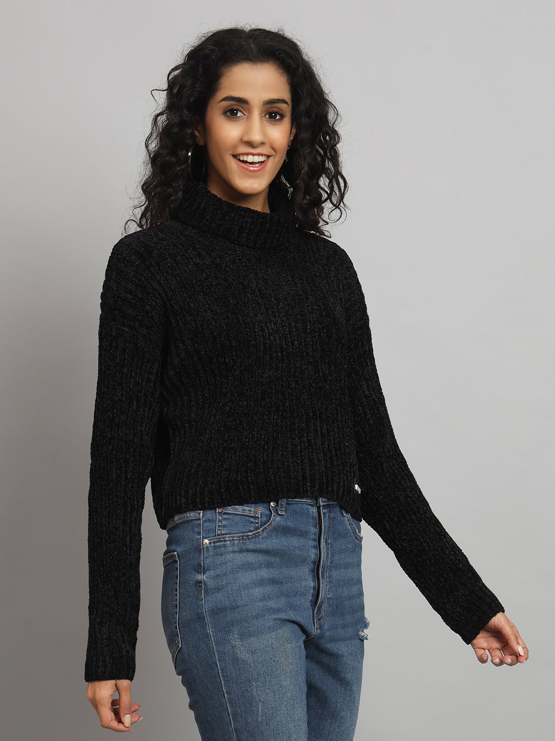 BROOWL Women's High Neck Sweater