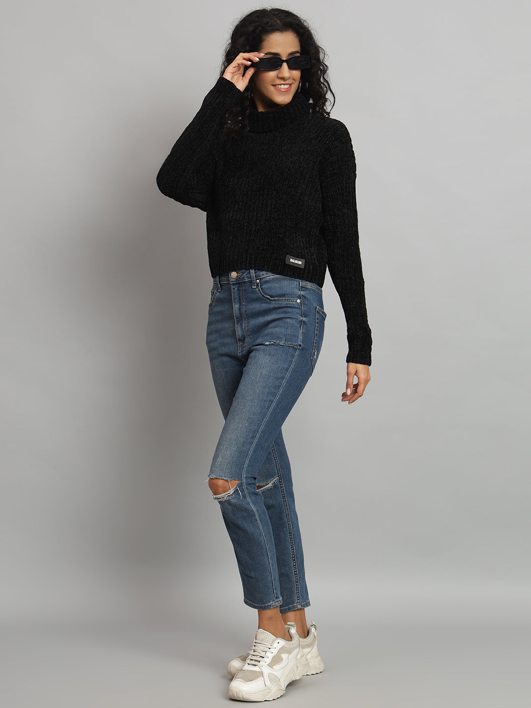 BROOWL Women's High Neck Sweater