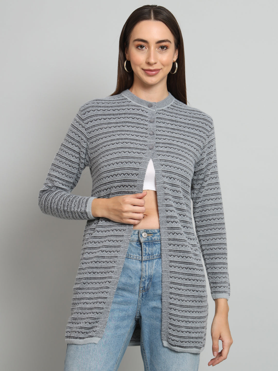 Womens Self Woollen Cardigan