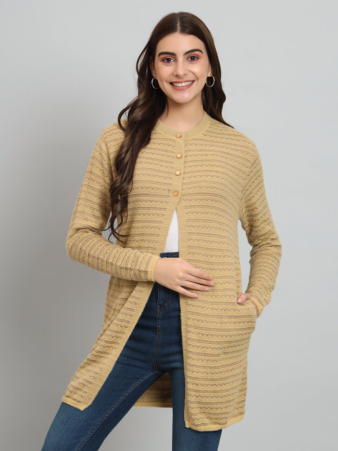 Womens Fine Yellow Cardigan