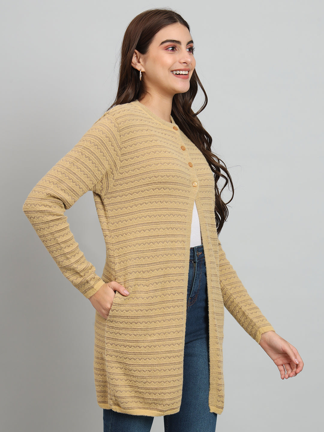 Womens Fine Yellow Cardigan