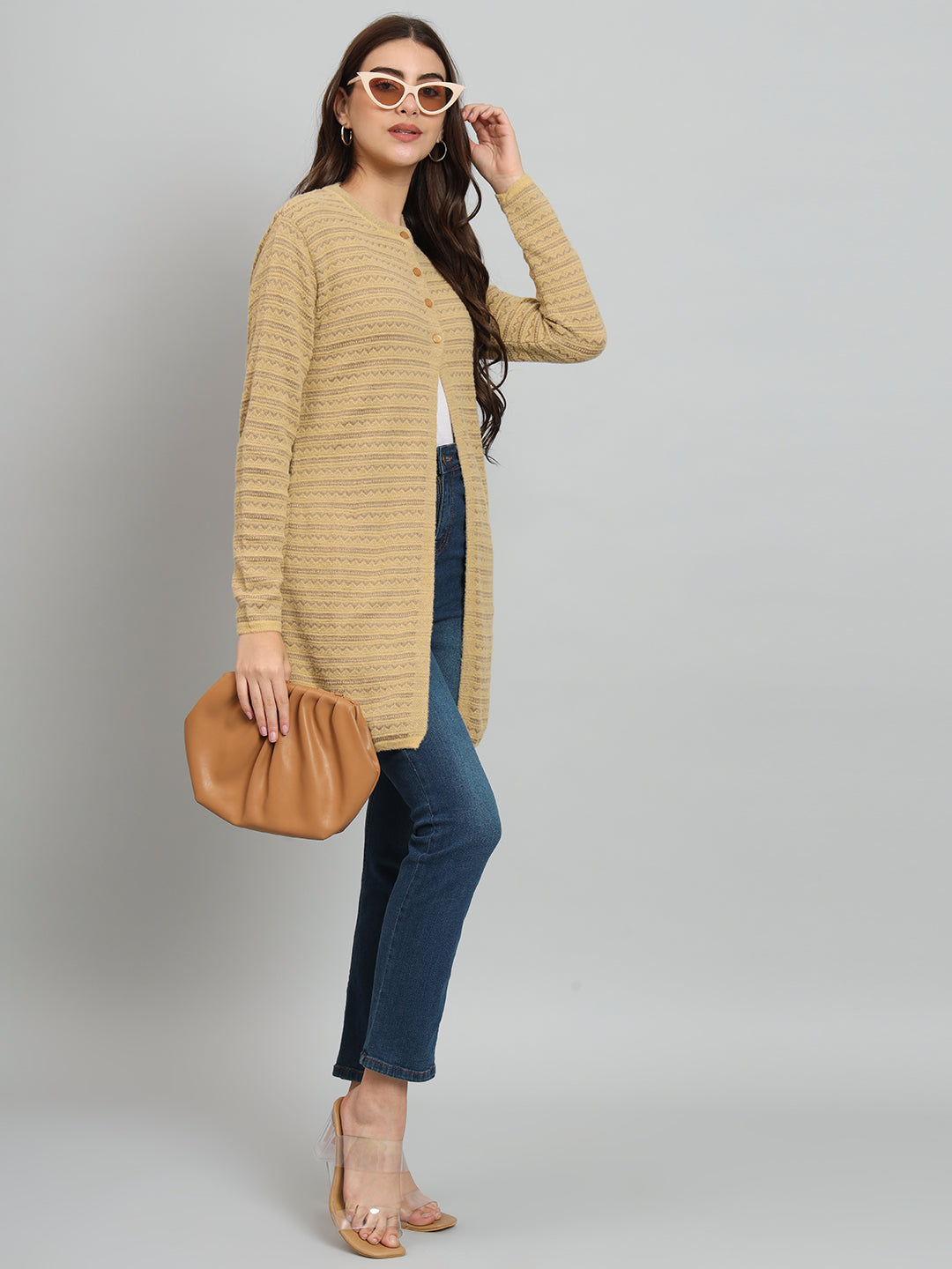 Womens Fine Yellow Cardigan