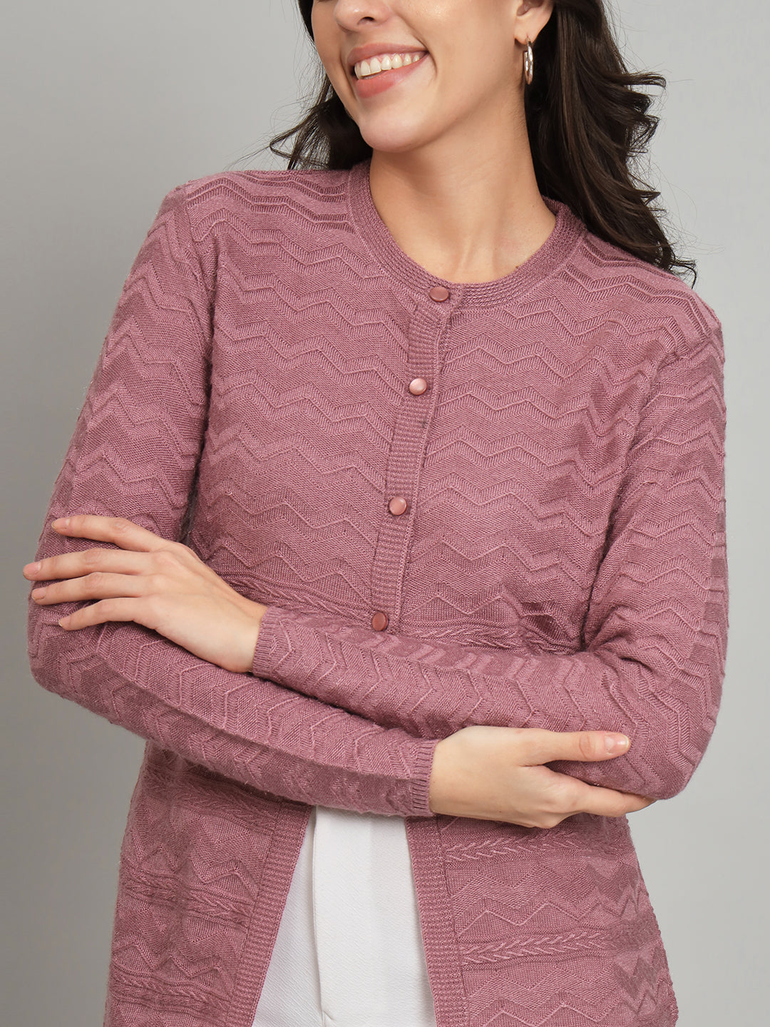 Self Zig Zag Fine Cardigan