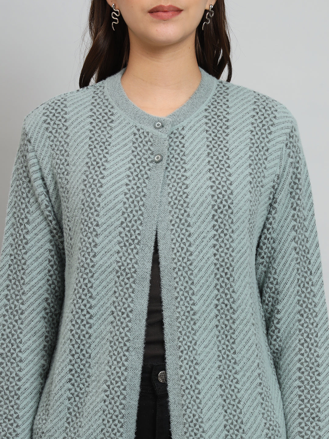 Womens Printed Mid Length Cardigan