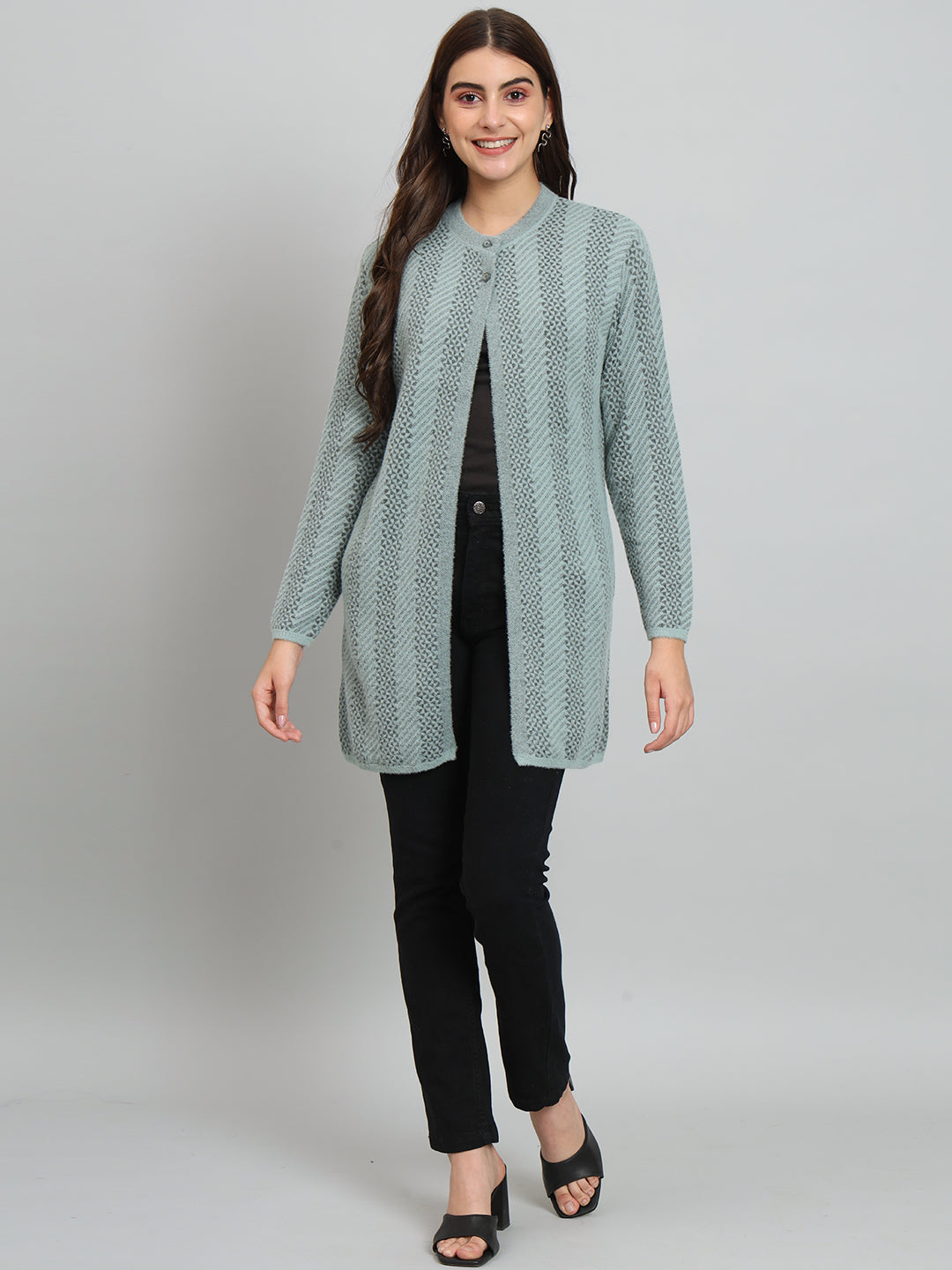 Womens Printed Mid Length Cardigan