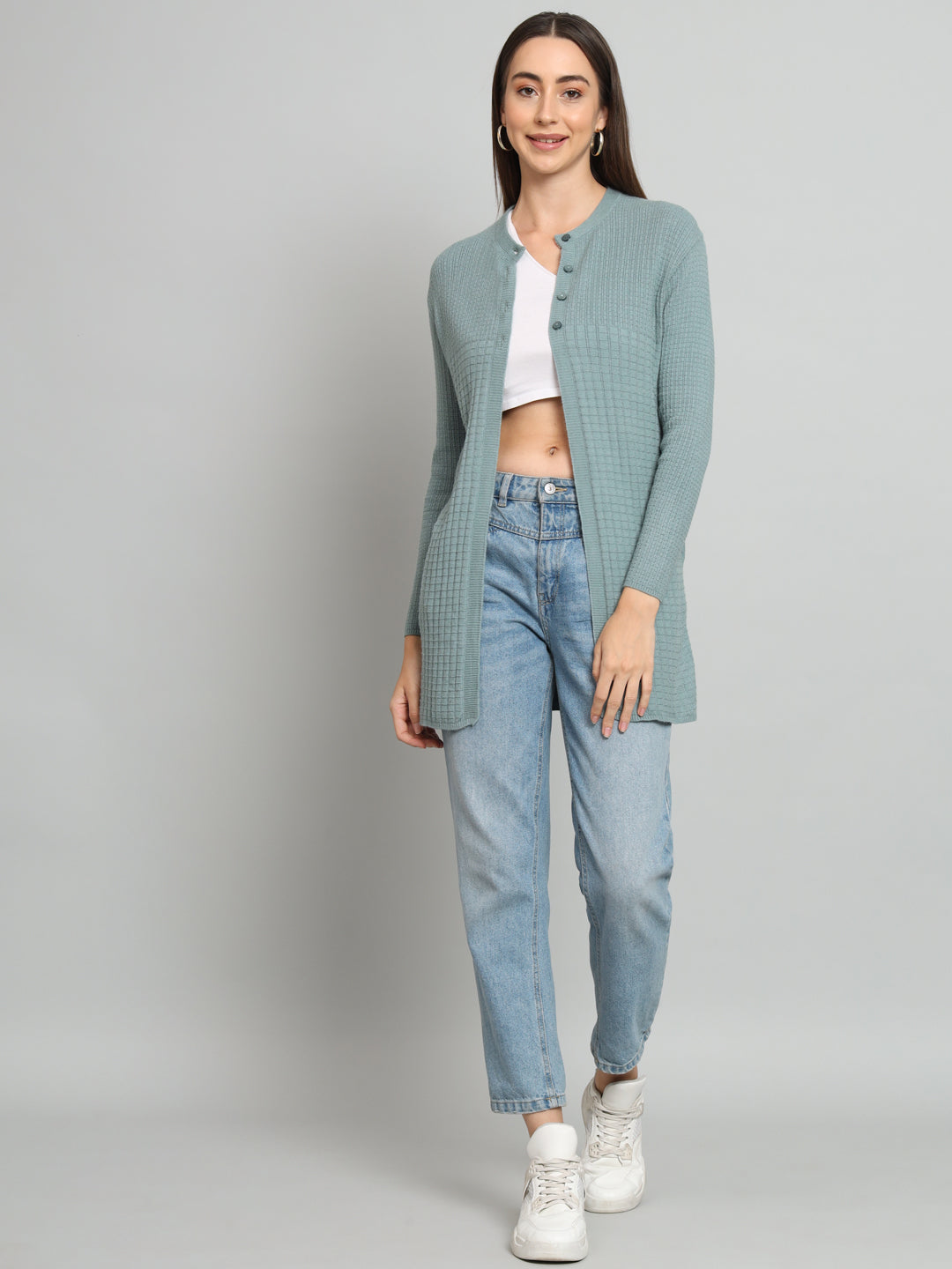 Self Pattern Woollen Cardigan