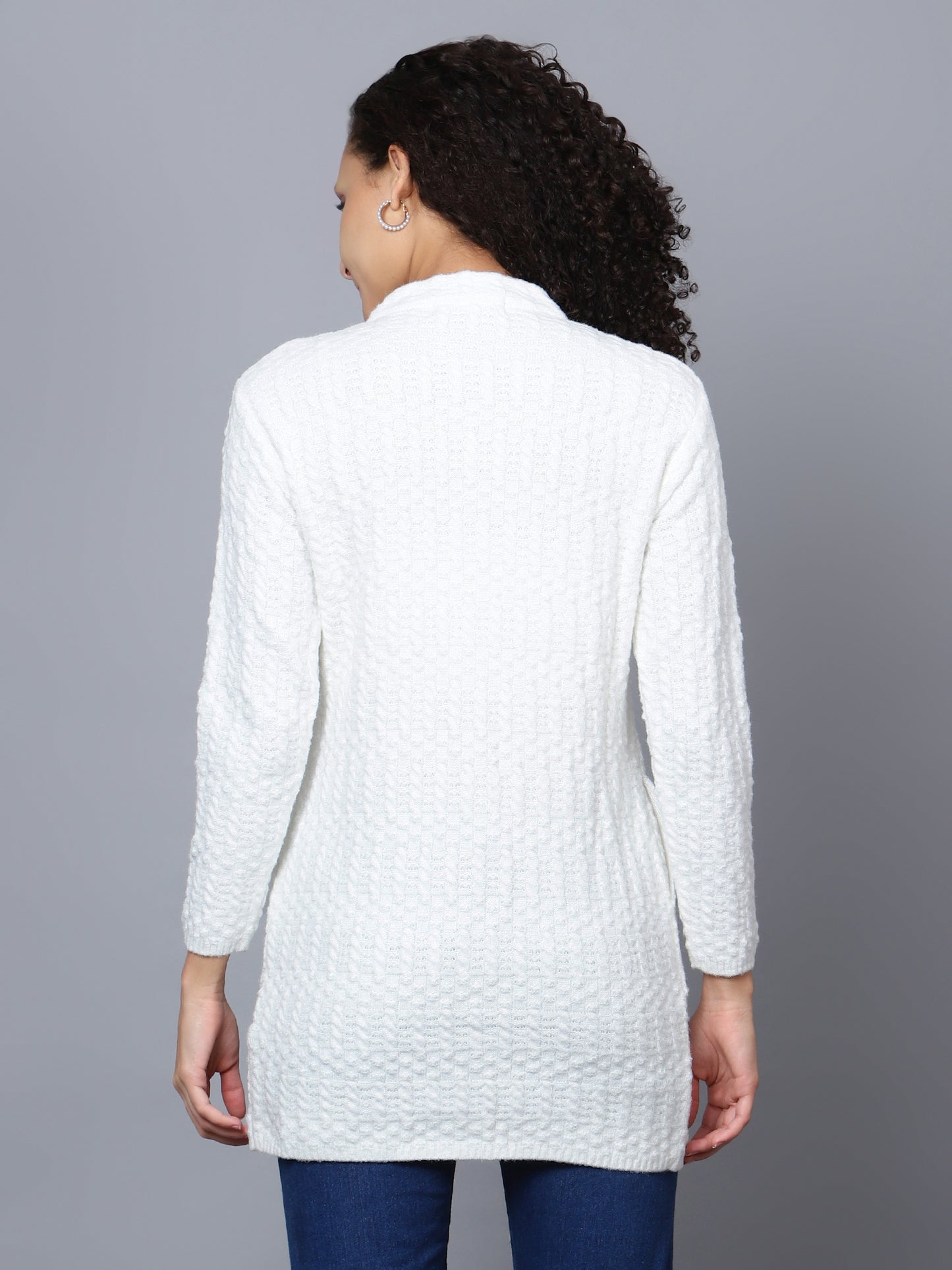 White Emboidered Woollen Cardigan