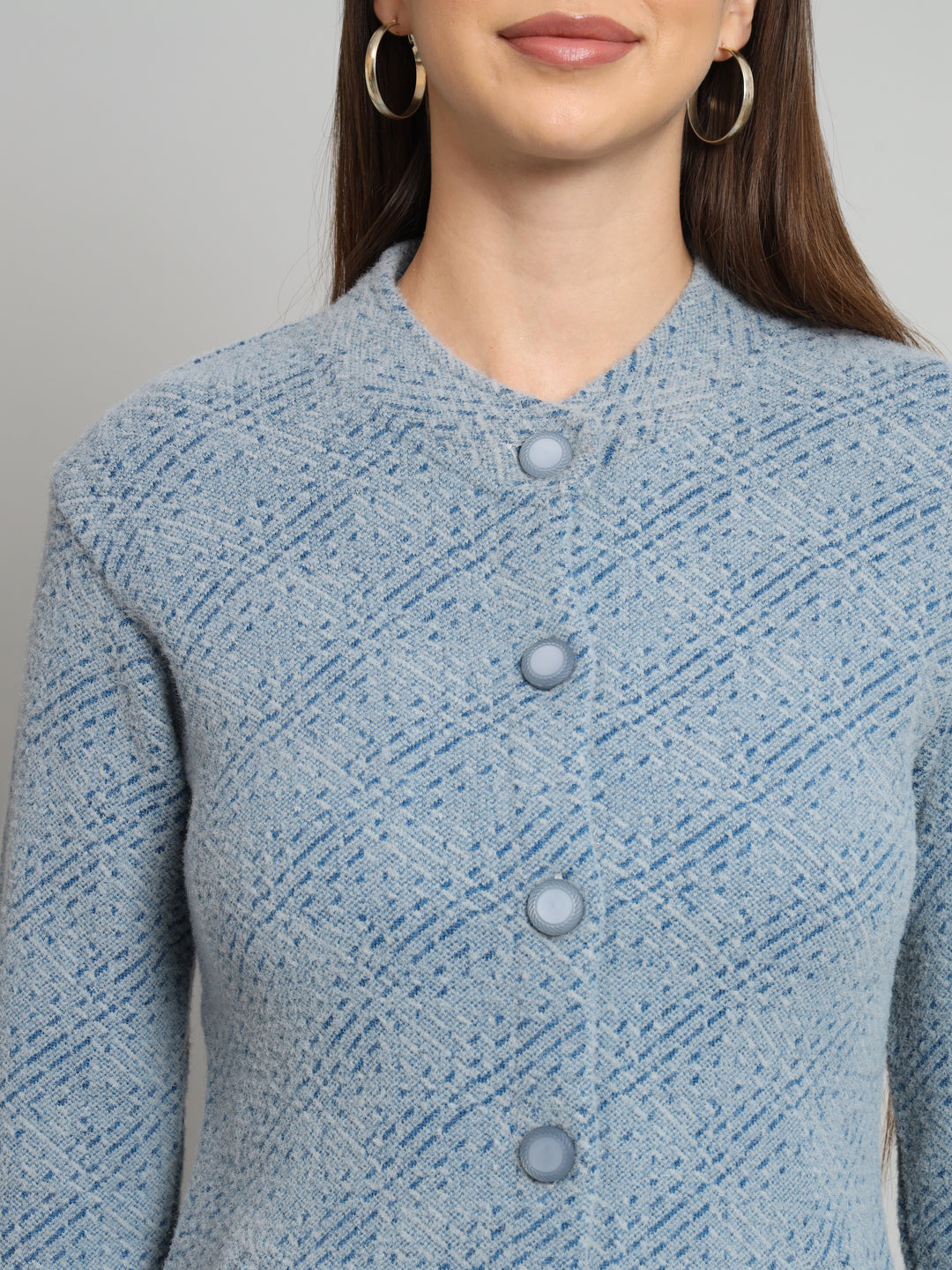 Womens Geometric Woollen Cardigan