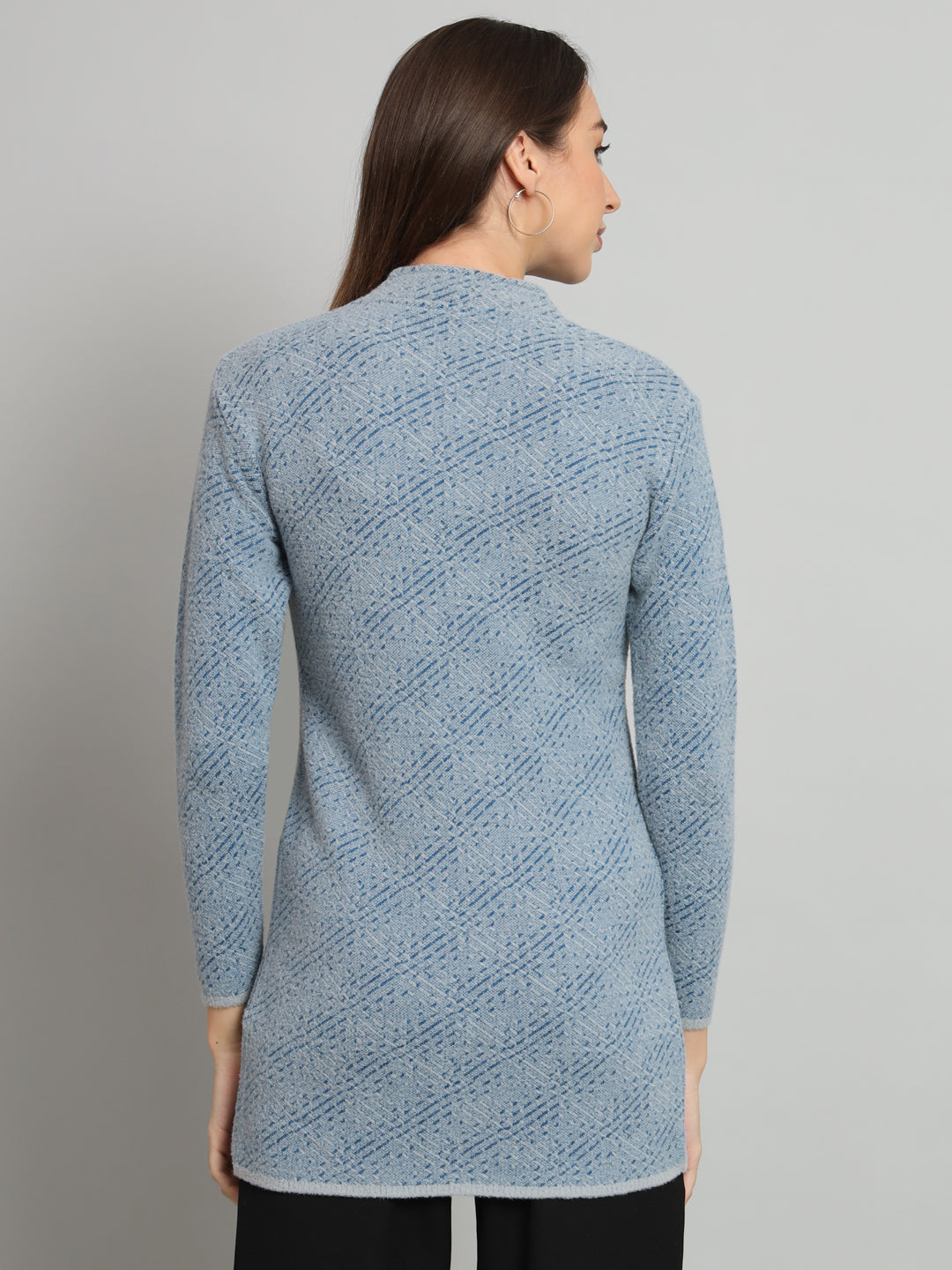 Womens Geometric Woollen Cardigan