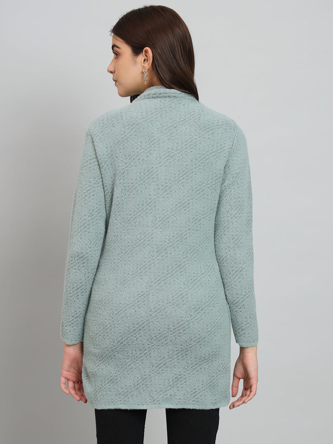 Womens Green Woollen Cardigan