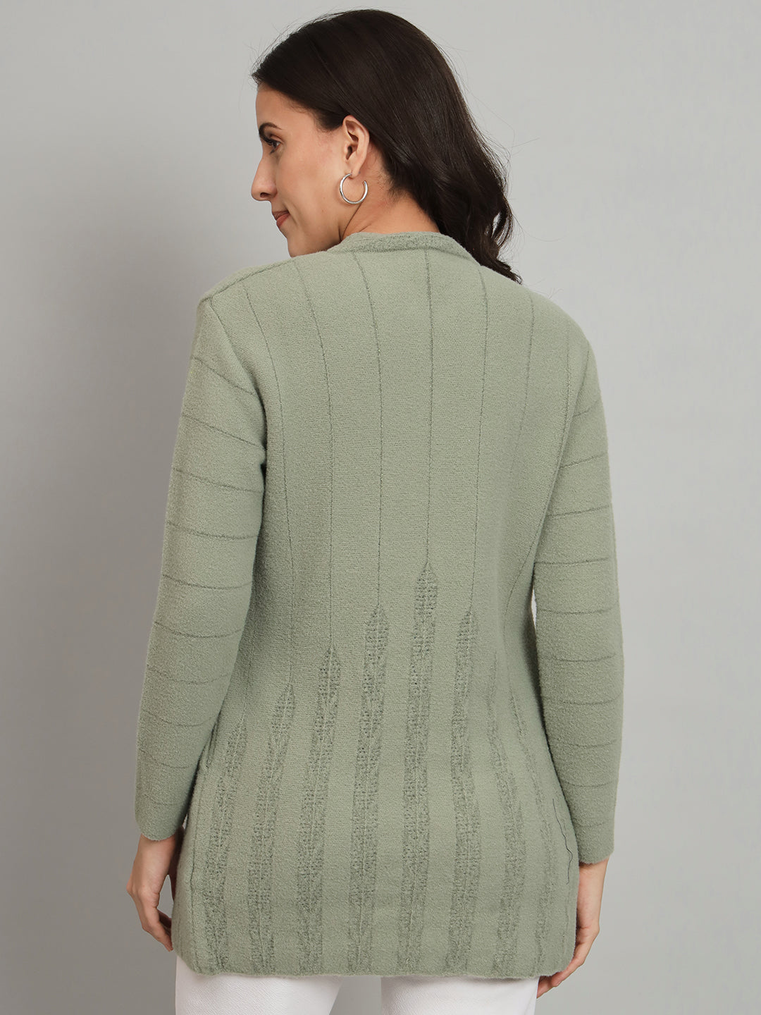 Green Woollen Longline Cardigan