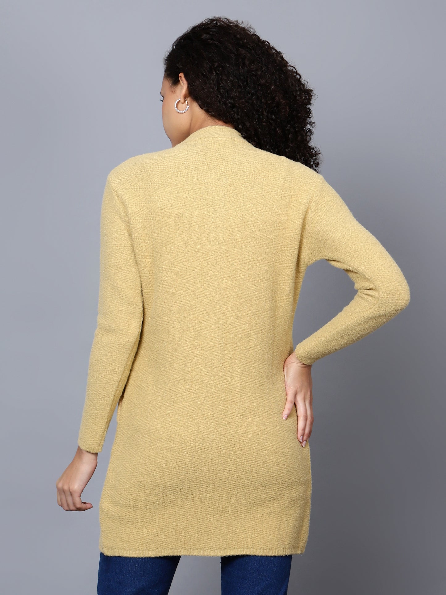 Yellow Embroidered Wolleen Cardigan