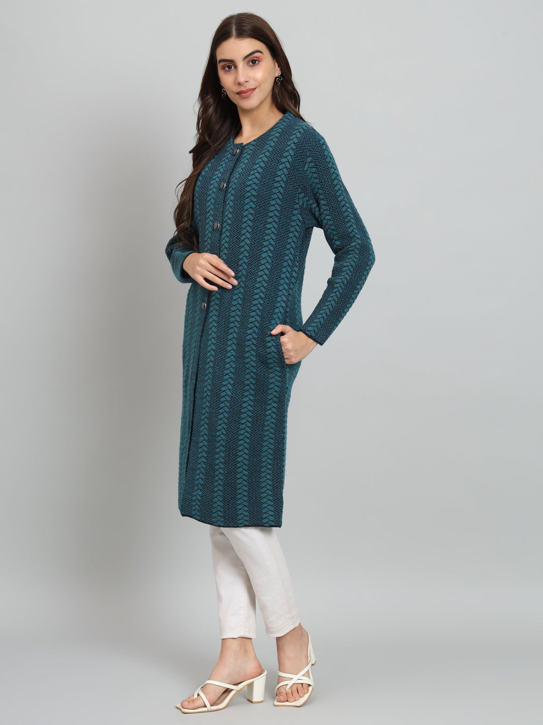 Green Womens Longline Cardigan