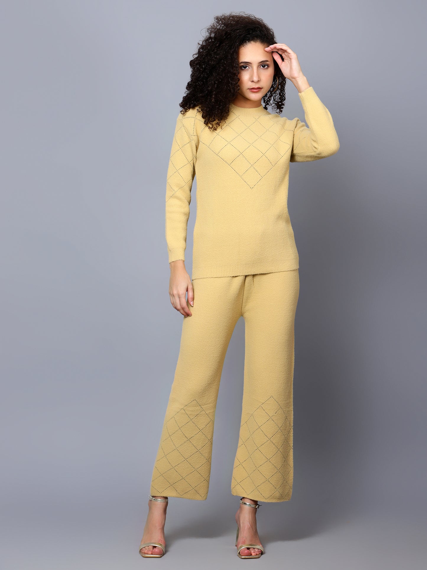 Broowl yellow Woollen Co-ord Set